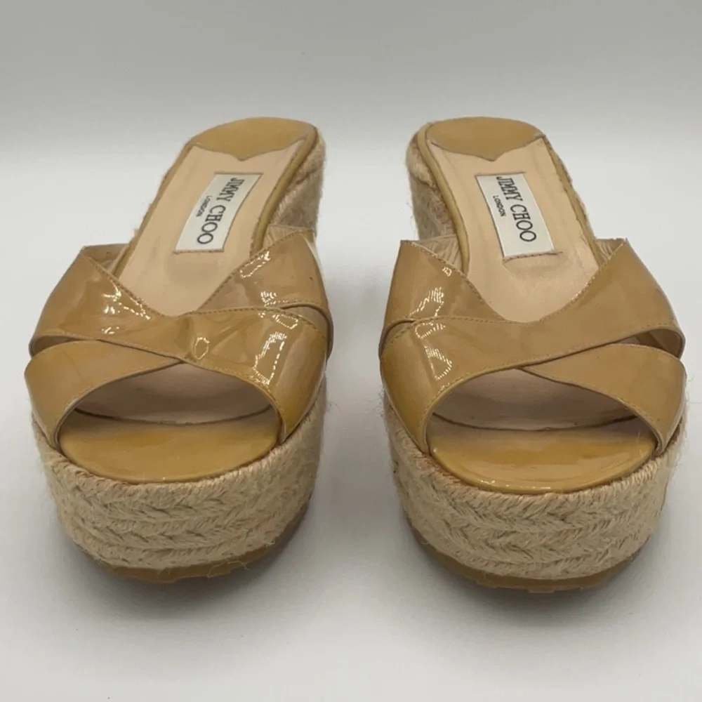 Jimmy Choo Paisley Criss Cross patent leather wedge